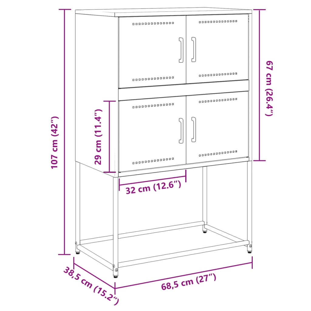 Credenza Rosa 68,5x38,5x107 cm in Acciaio