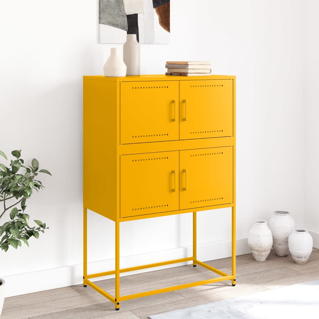 Credenza Giallo Senape 68,5x38,5x107 cm in Acciaio