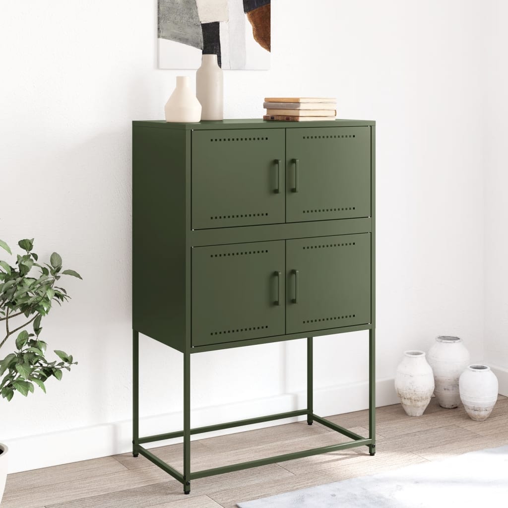 Credenza Verde Oliva 68,5x38,5x107 cm in Acciaio - homemem39