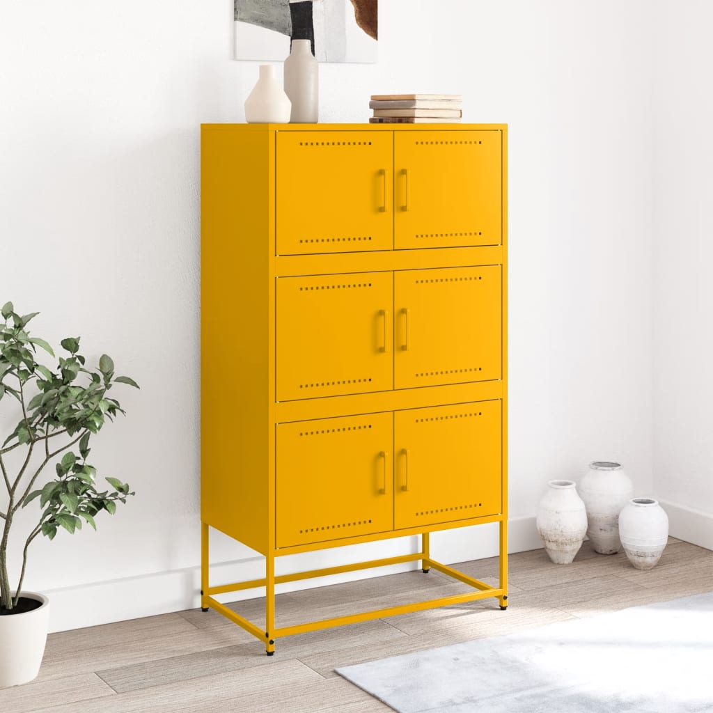 Credenza Giallo Senape 68,5x38,5x123,5 cm in Acciaio