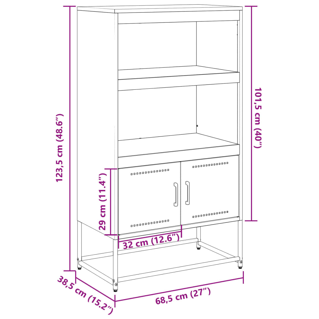 Credenza Giallo Senape 68,5x38,5x123,5 cm in Acciaio