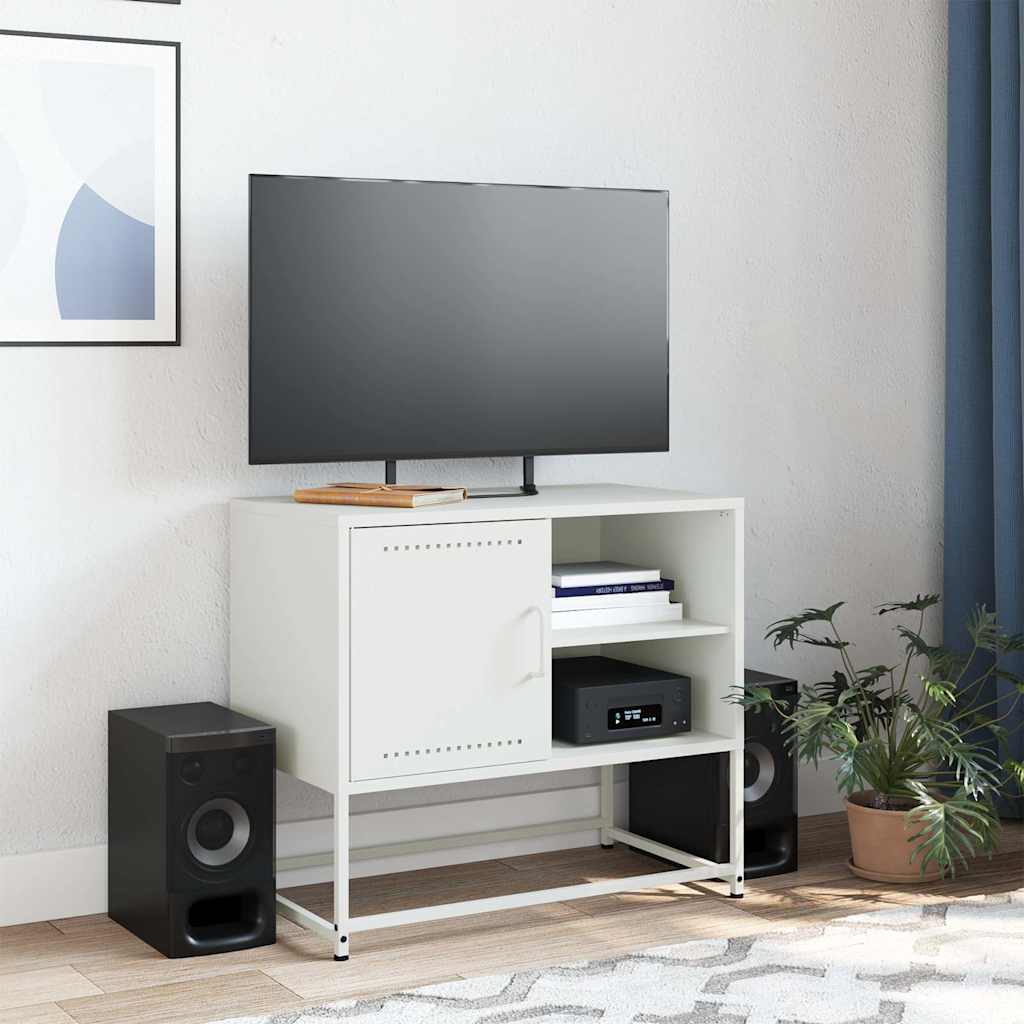 Mobile TV Bianco 68x39x60,5 cm in Acciaio - homemem39