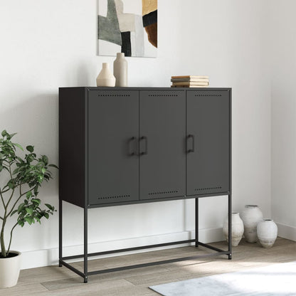 Credenza Nera 100,5x39x107 cm in Acciaio