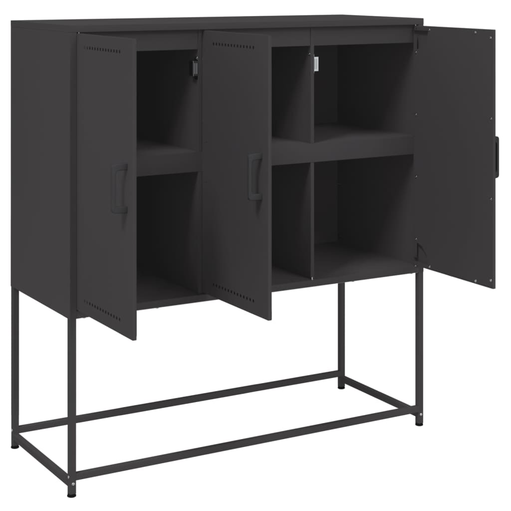 Credenza Nera 100,5x39x107 cm in Acciaio