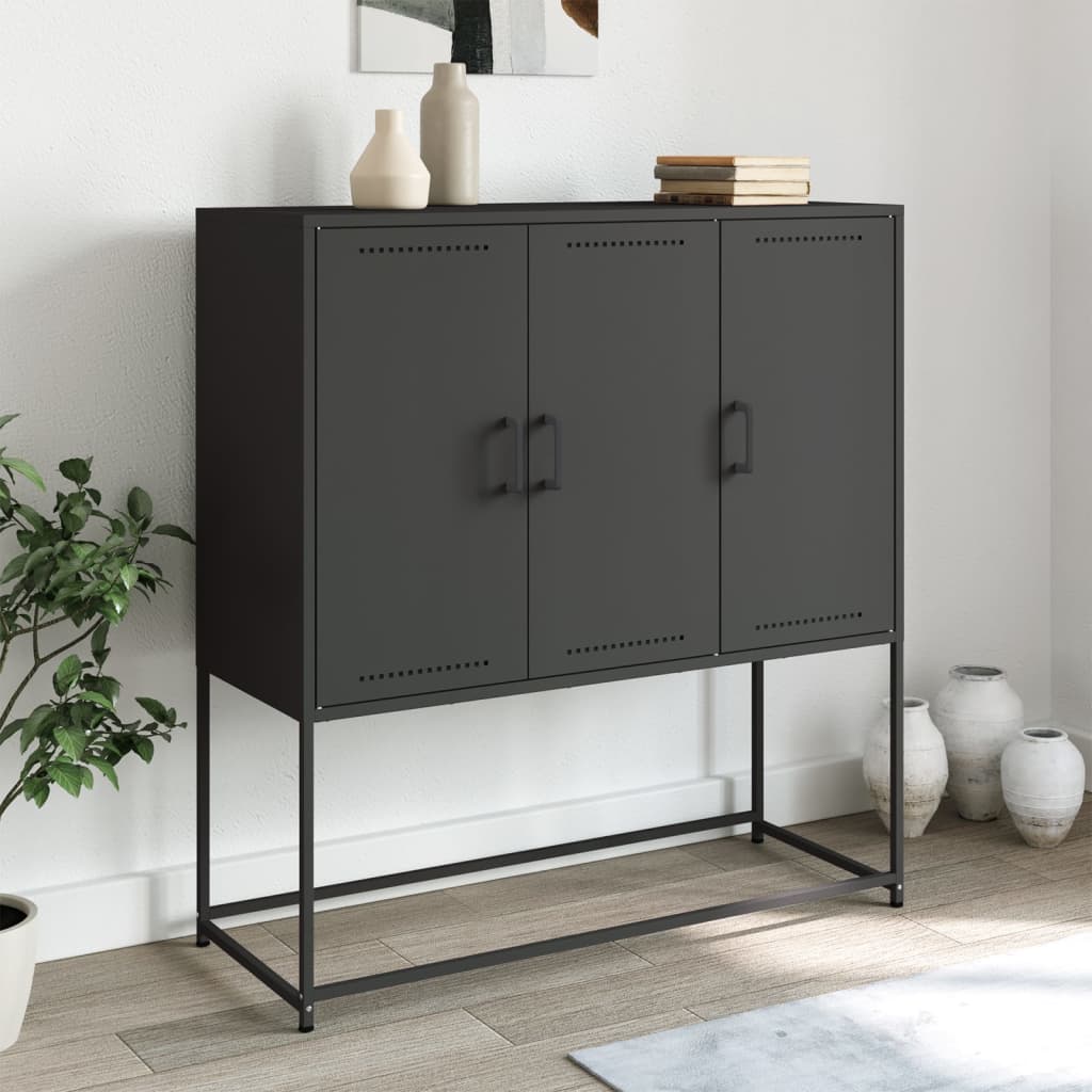 Credenza Nera 100,5x39x107 cm in Acciaio