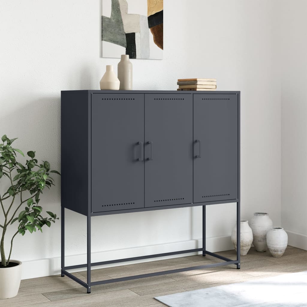 Credenza Antracite 100,5x39x107 cm in Acciaio - homemem39