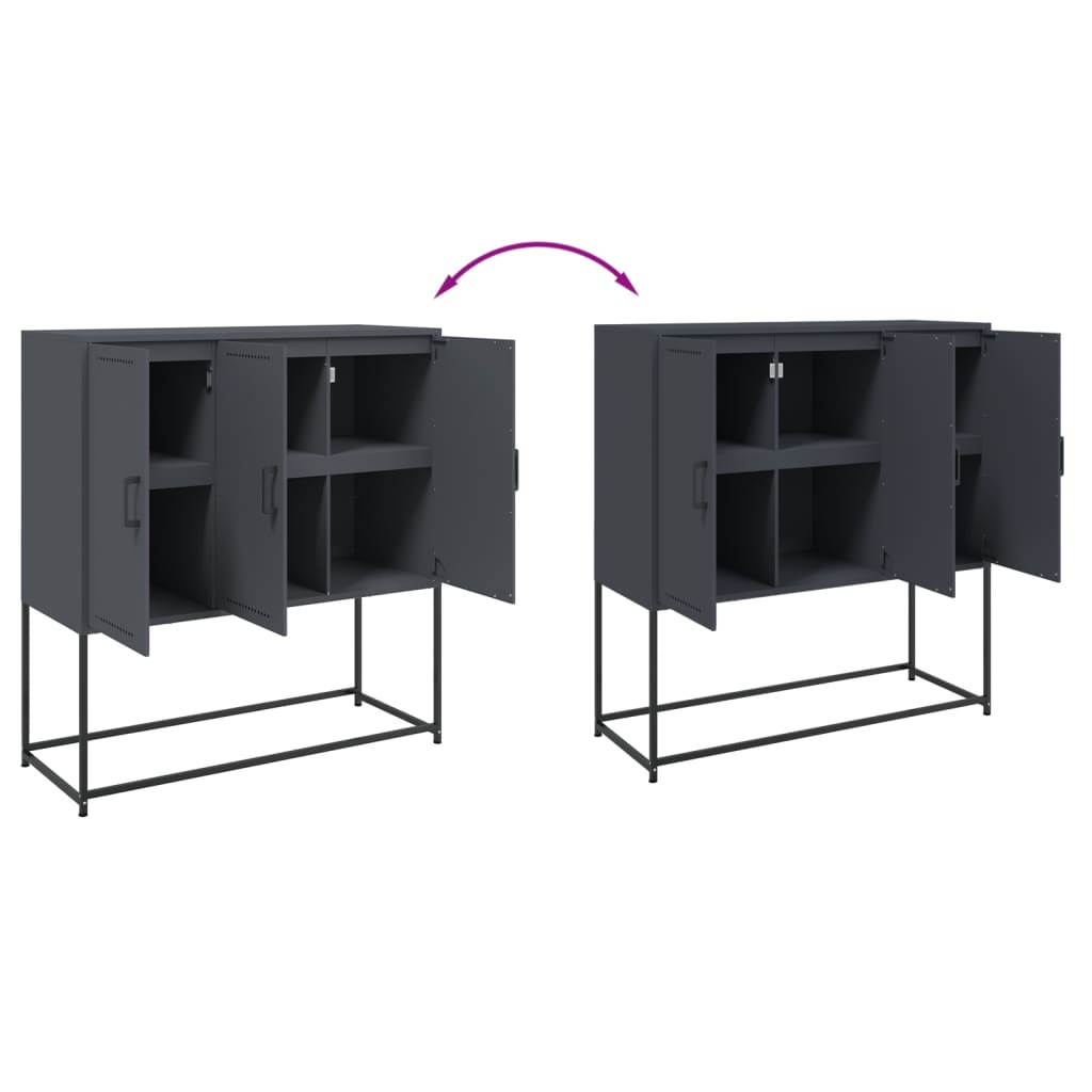Credenza Antracite 100,5x39x107 cm in Acciaio - homemem39