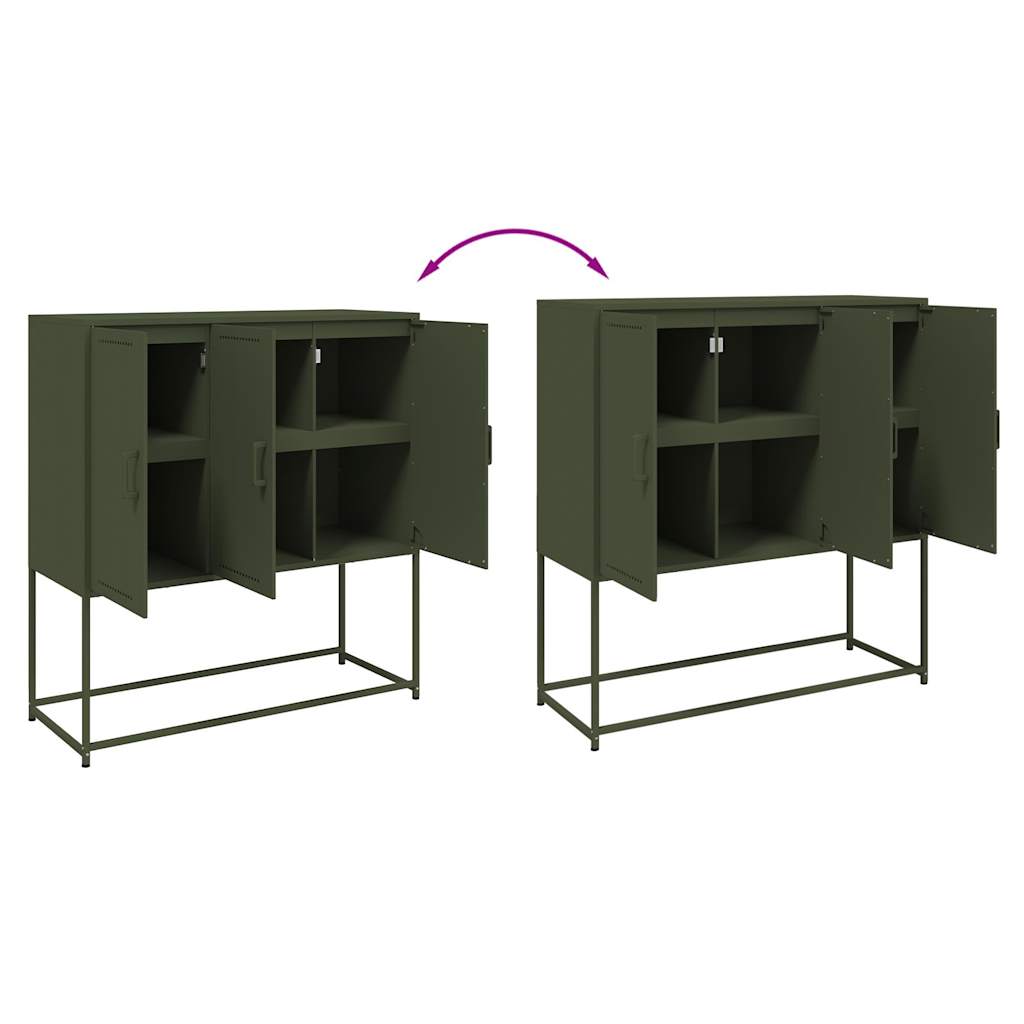 Credenza Verde Oliva 100,5x39x107 cm in Acciaio - homemem39