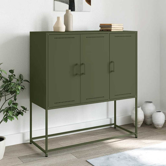Credenza Verde Oliva 100,5x39x107 cm in Acciaio - homemem39