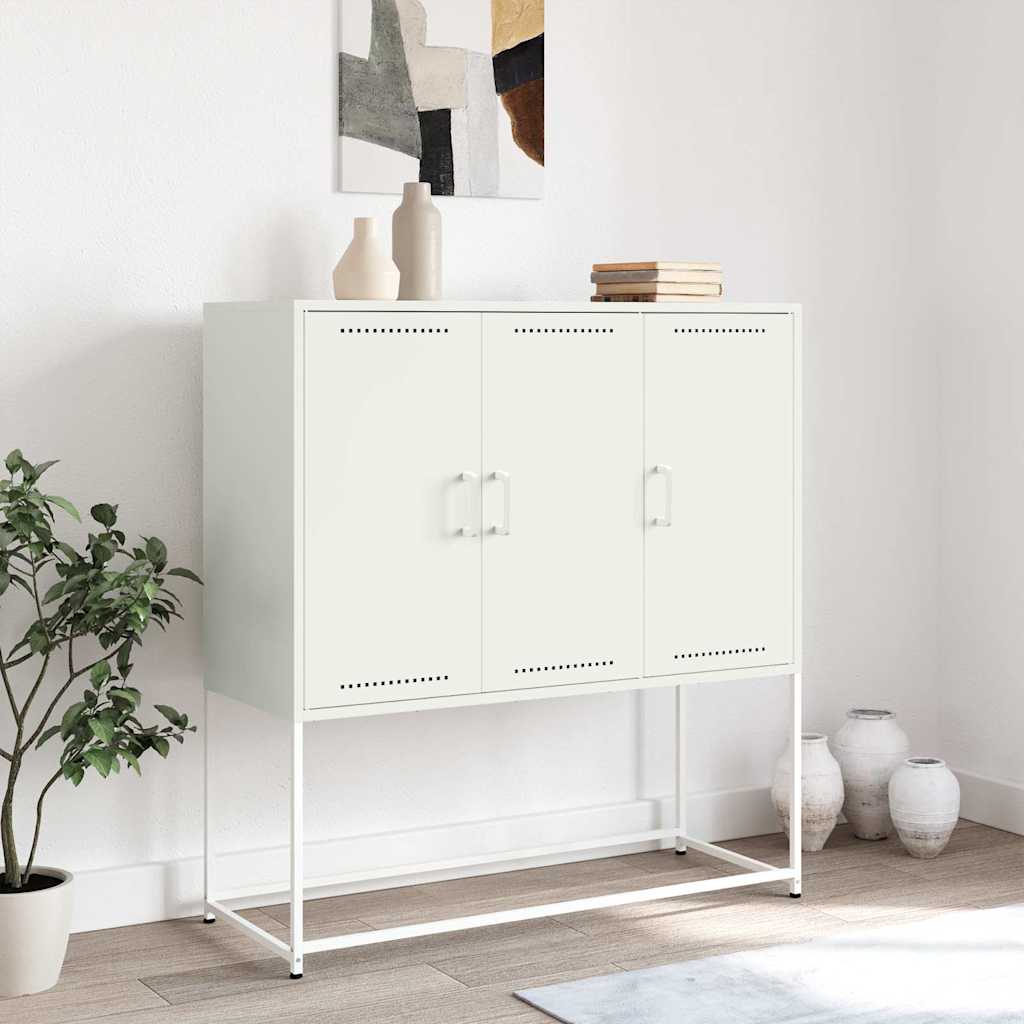 Credenza Bianca 100,5x39x107 cm in Acciaio - homemem39