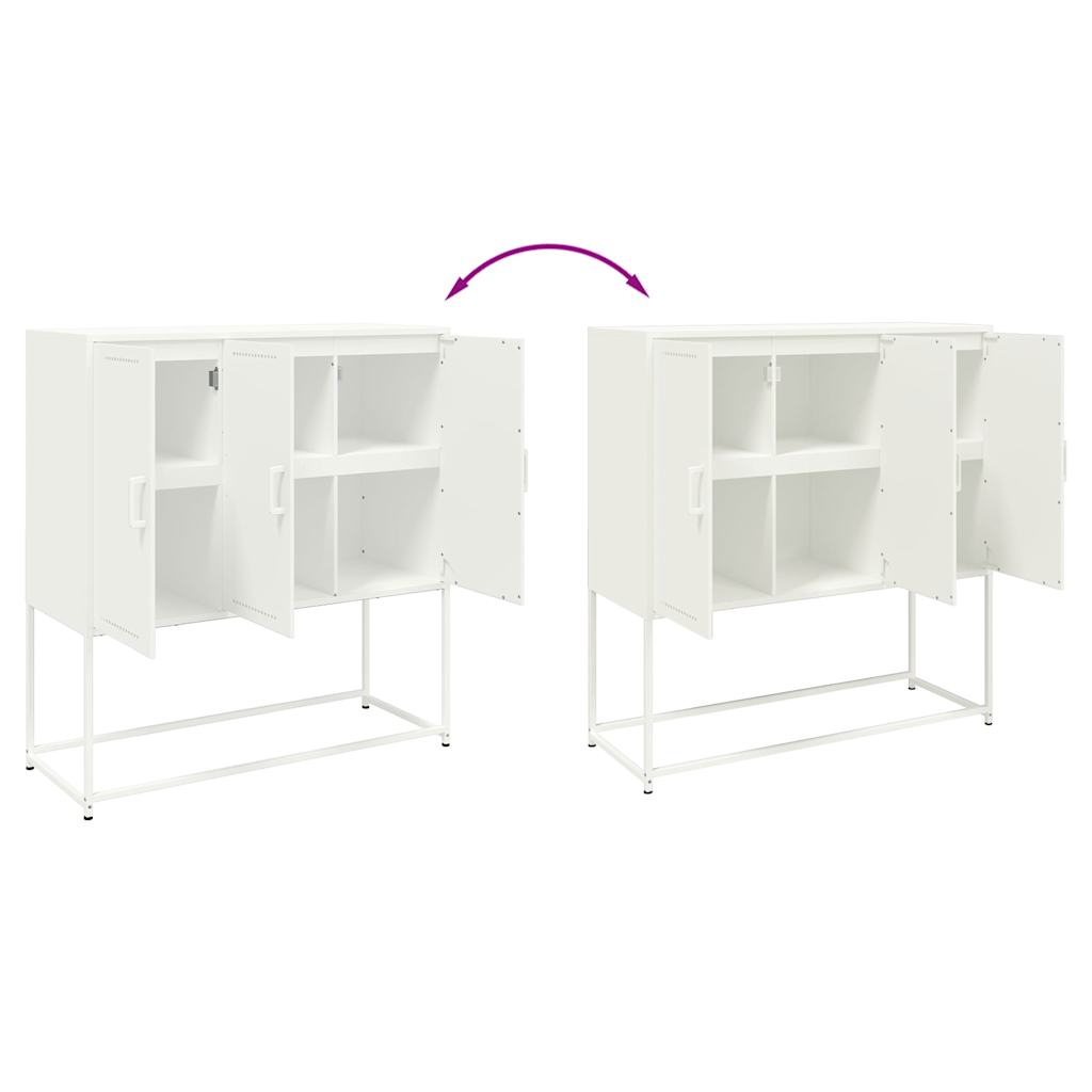 Credenza Bianca 100,5x39x107 cm in Acciaio