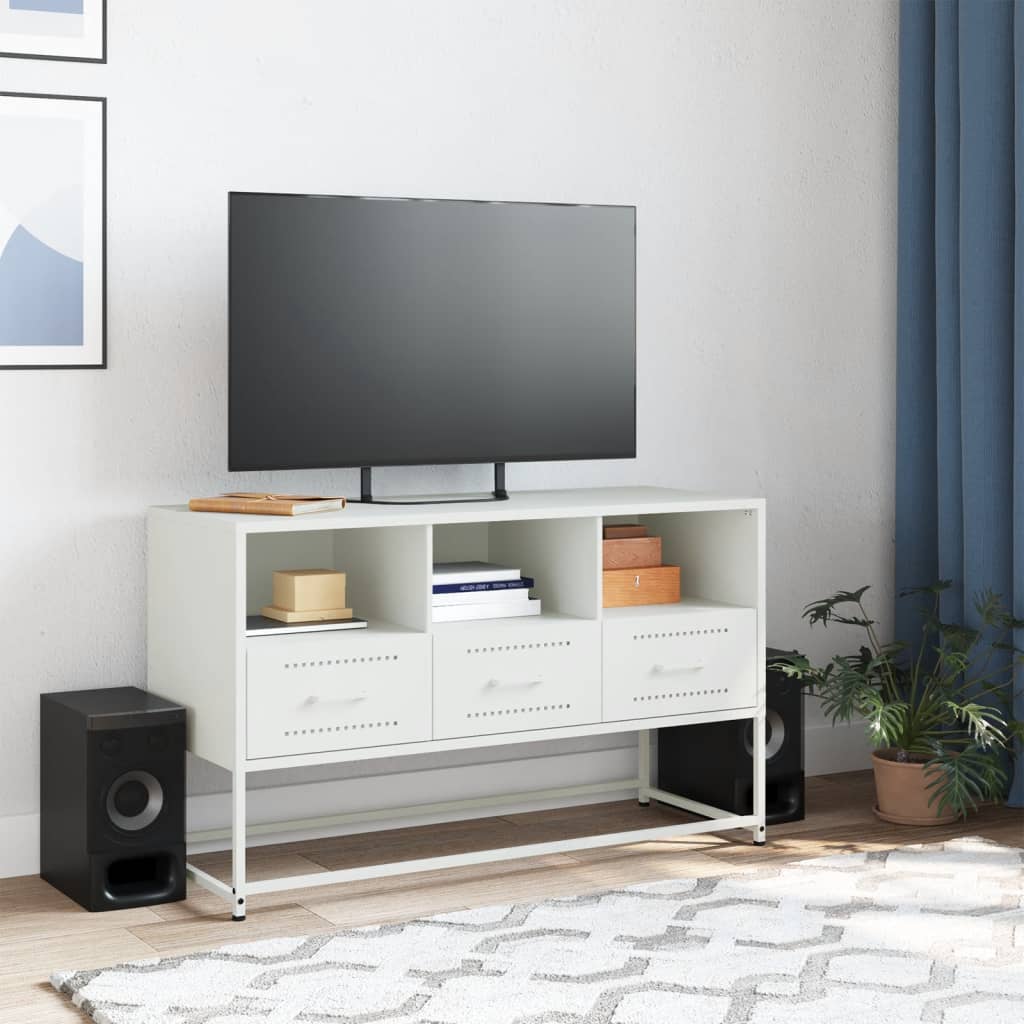 Mobile TV Bianco 100,5x39x60,5 cm in Acciaio - homemem39