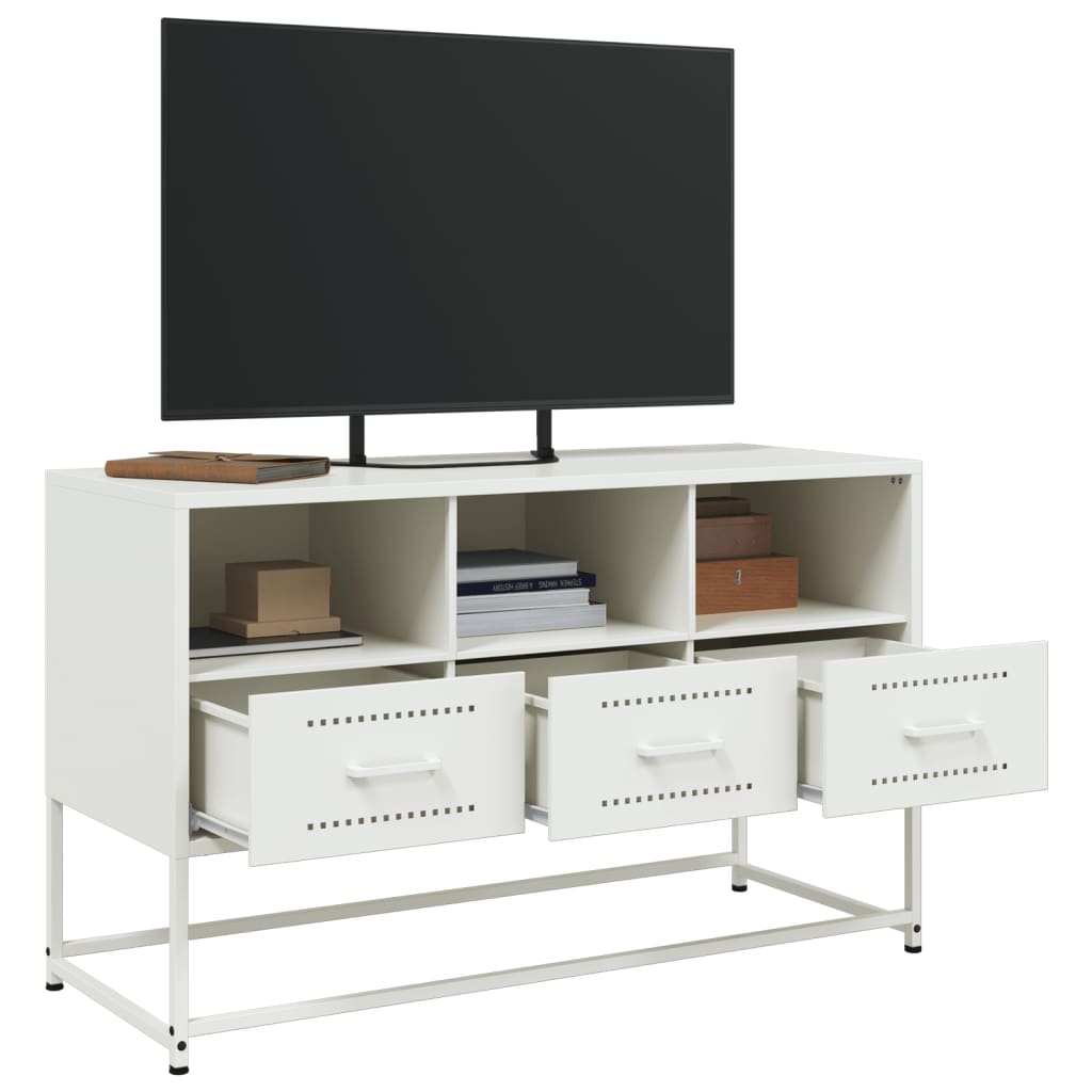 Mobile TV Bianco 100,5x39x60,5 cm in Acciaio - homemem39
