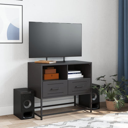 Mobile TV Nero 68x39x60,5 cm in Acciaio - homemem39