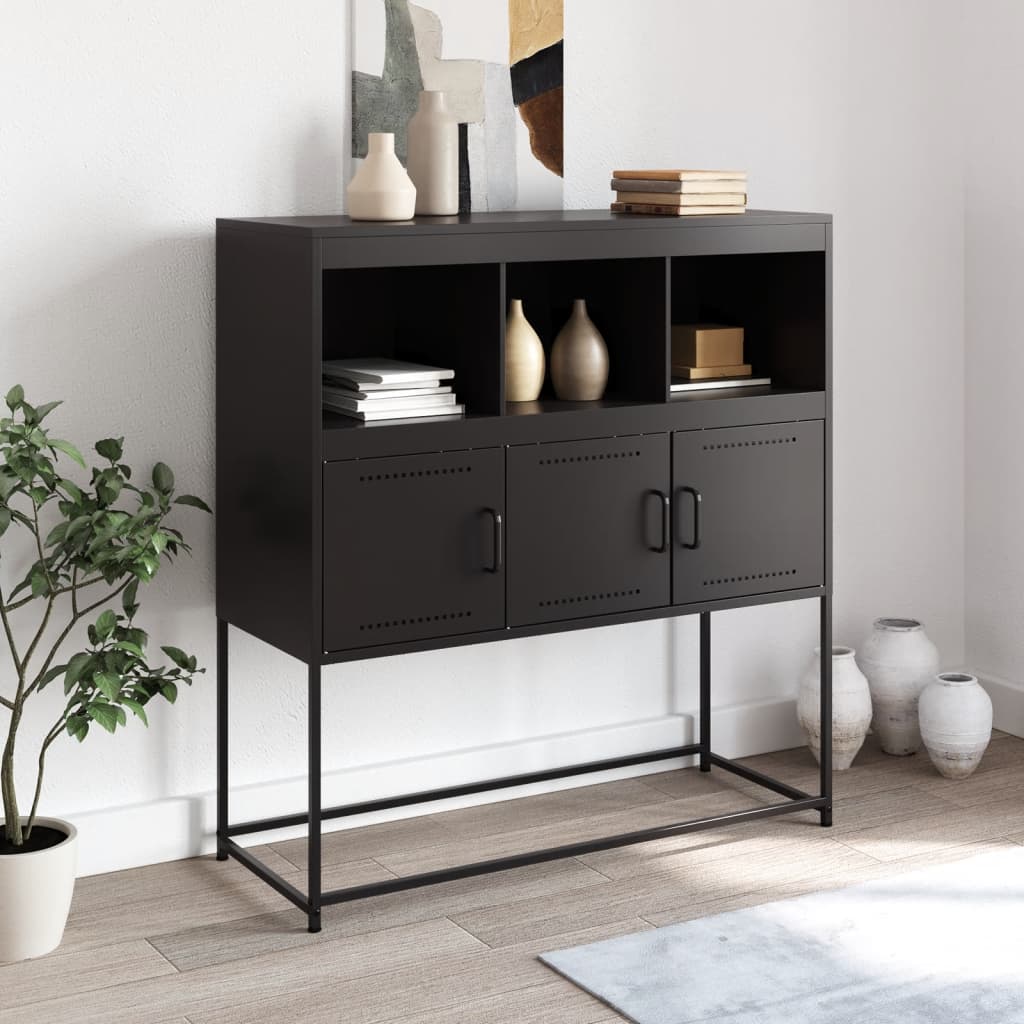 Credenza Nera 100,5x39x107 cm in Acciaio