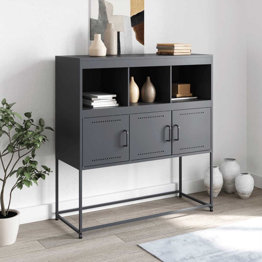 Credenza Antracite 100,5x39x107 cm in Acciaio - homemem39