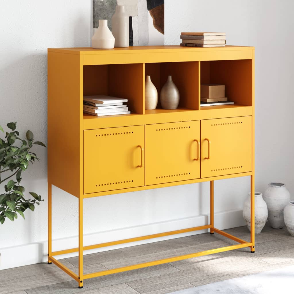 Credenza Giallo Senape 100,5x39x107 cm in Acciaio - homemem39