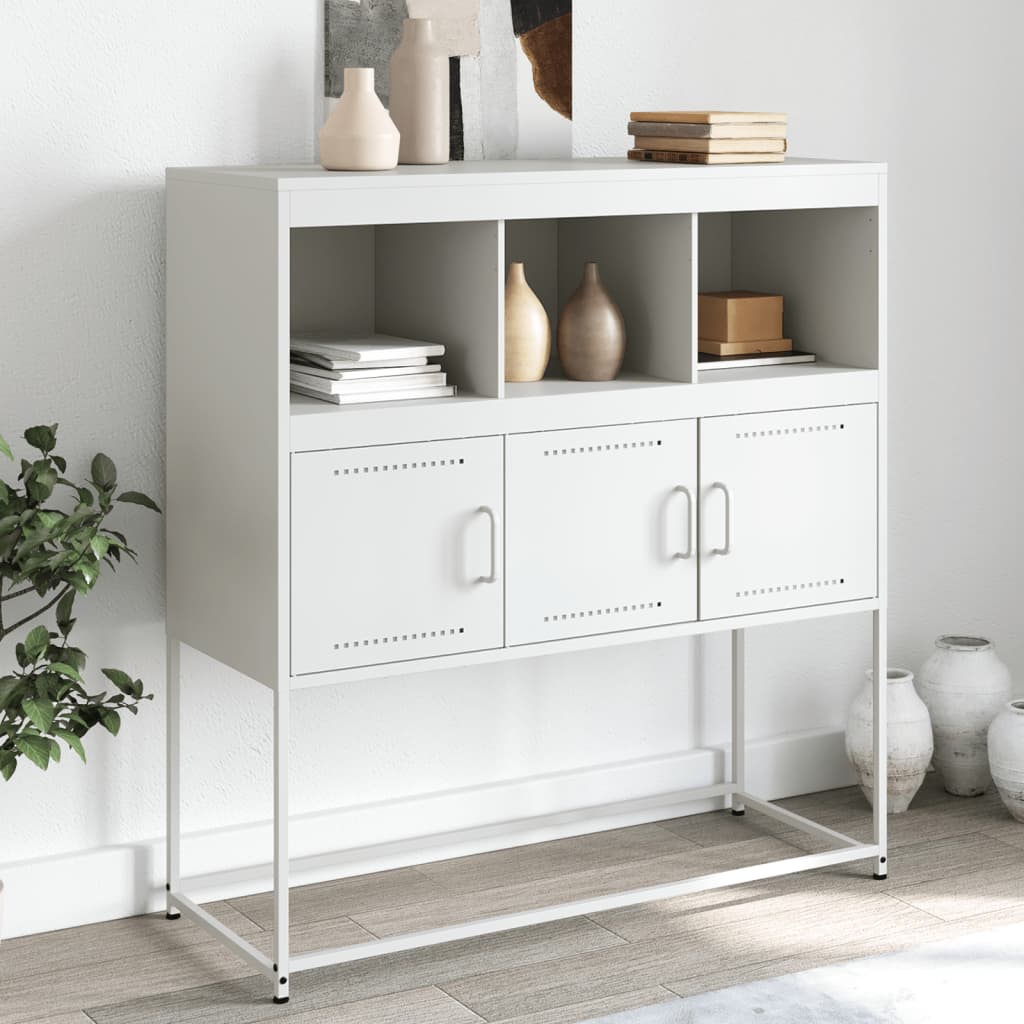 Credenza Bianca 100,5x39x107 cm in Acciaio - homemem39