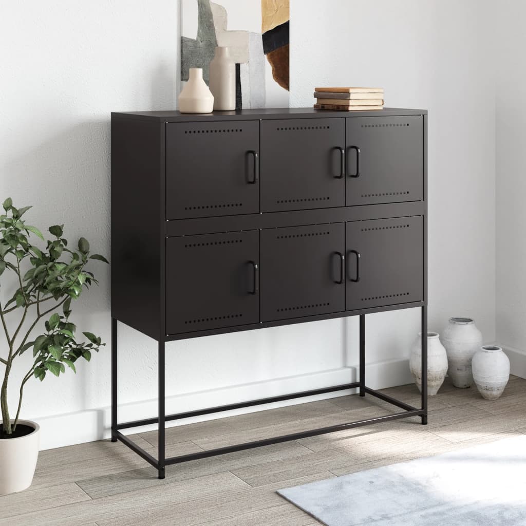 Credenza Nera 100,5x39x107 cm in Acciaio - homemem39