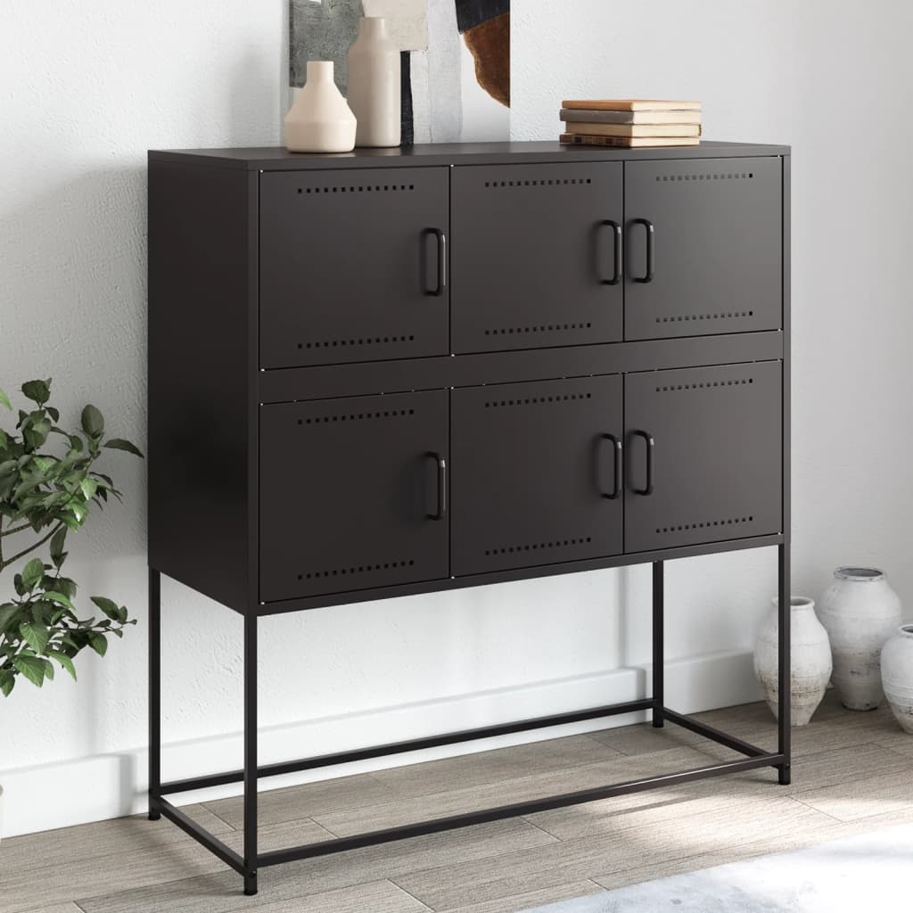 Credenza Nera 100,5x39x107 cm in Acciaio