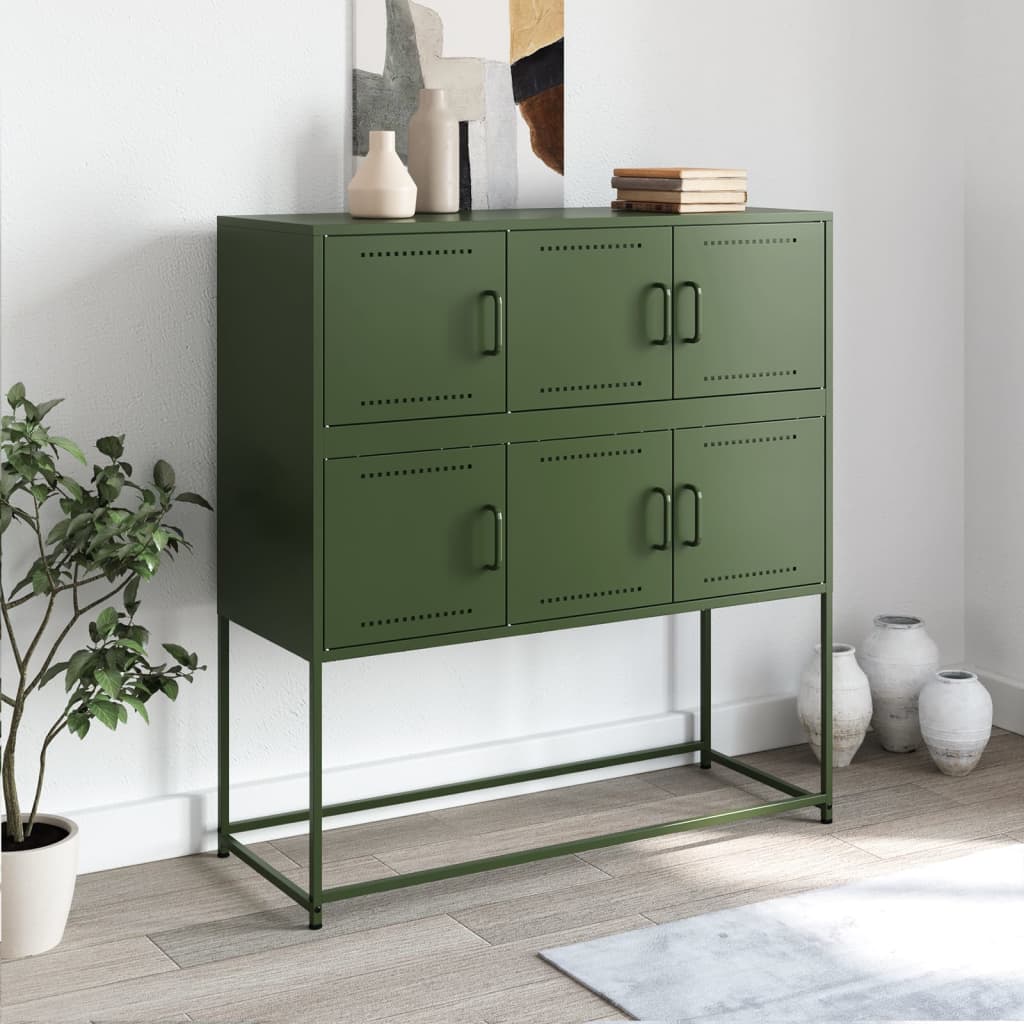 Credenza Verde Oliva 100,5x39x79 cm in Acciaio