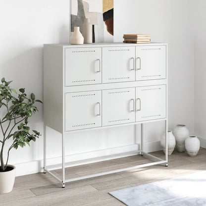 Credenza Bianca 100,5x39x107 cm in Acciaio - homemem39