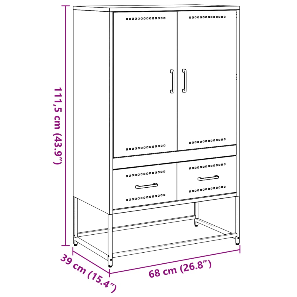 Credenza Nera 68x39x111,5 cm in Acciaio