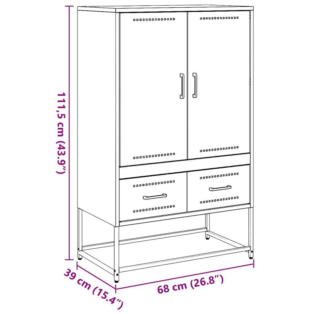 Credenza Antracite 68x39x111,5 cm Acciaio