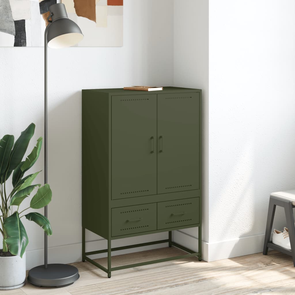 Credenza Verde Oliva 68x39x111,5 cm in Acciaio