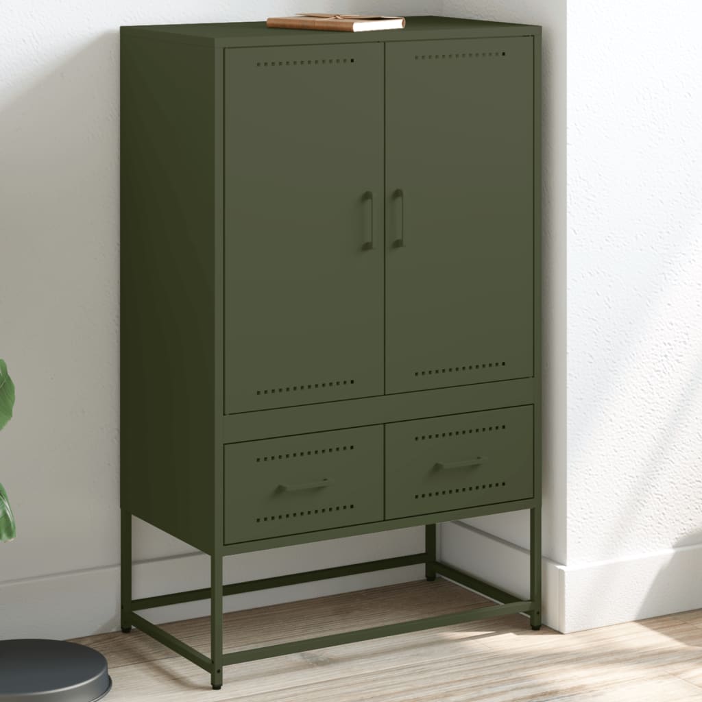 Credenza Verde Oliva 68x39x111,5 cm in Acciaio