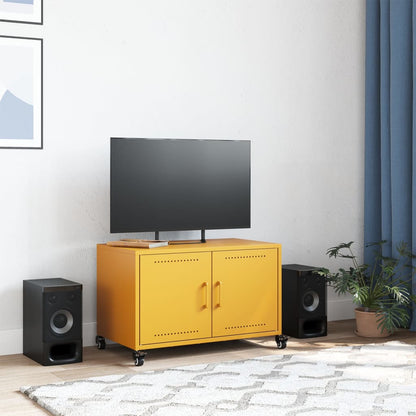 Mobile TV Giallo Senape 68x39x43,5cm Acciaio Laminato a Freddo - homemem39