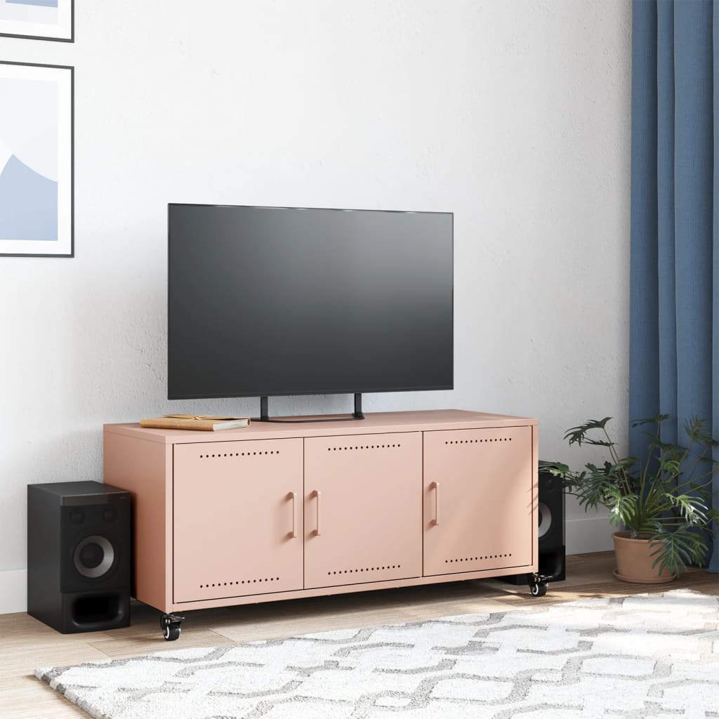 Mobile TV Rosa 100,5x39x43,5 cm in Acciaio Laminato a Freddo - homemem39