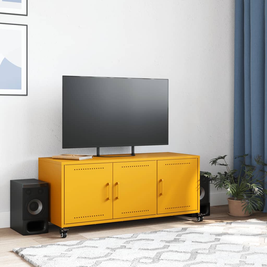Mobile TV Giallo Senape 100,5x39x43,5 cm in Acciaio - homemem39