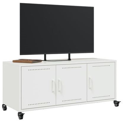 Mobile TV Bianco 100,5x39x43,5 cm in Acciaio Laminato a Freddo - homemem39