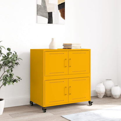 Credenza Giallo Senape 68x39x72 cm in Acciaio