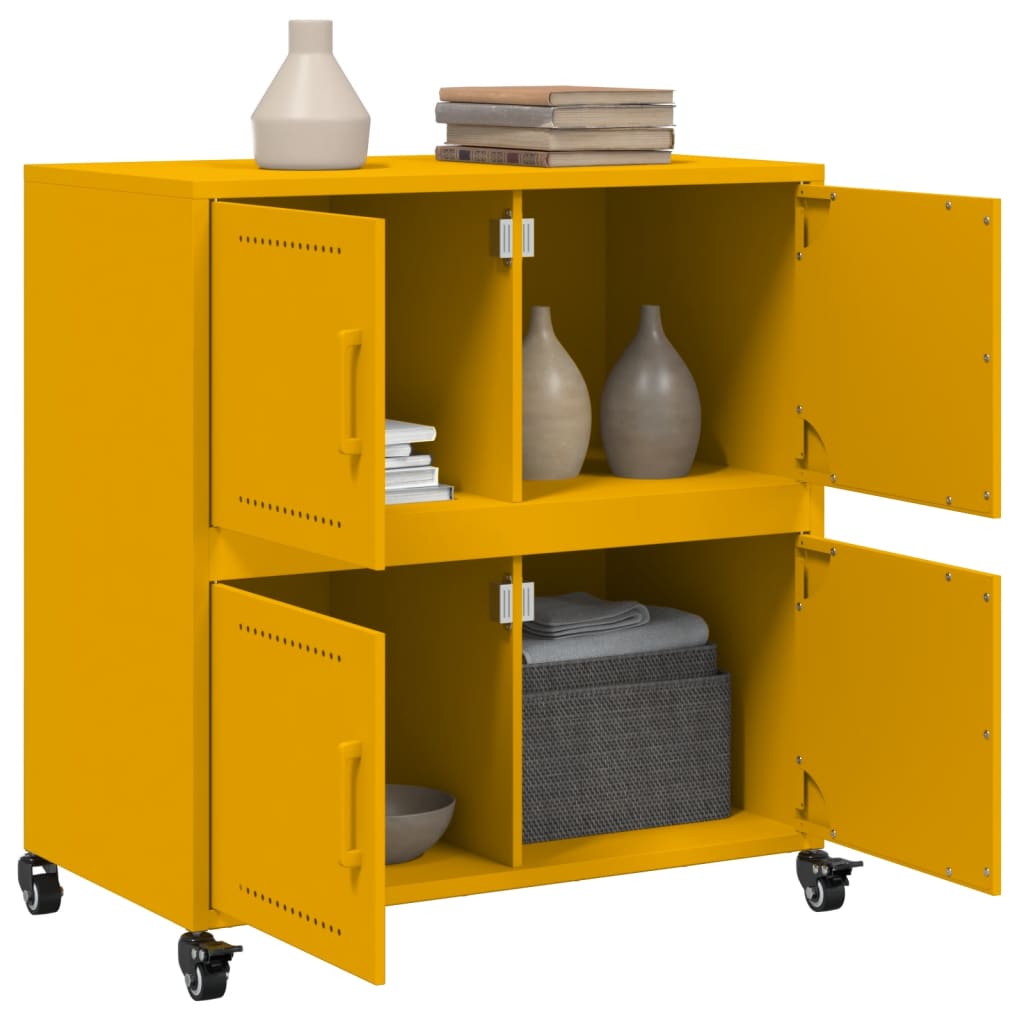 Credenza Giallo Senape 68x39x72 cm in Acciaio