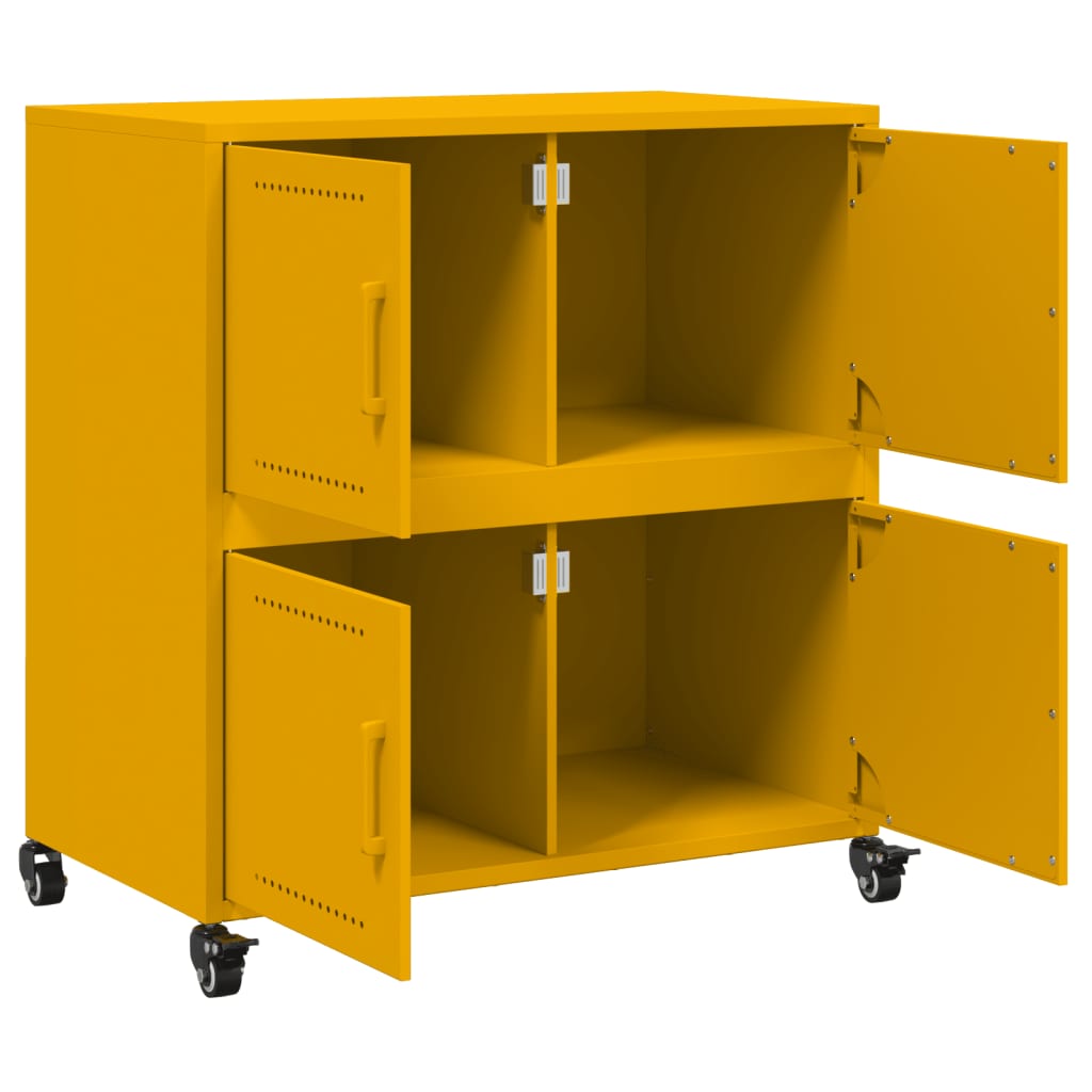 Credenza Giallo Senape 68x39x72 cm in Acciaio