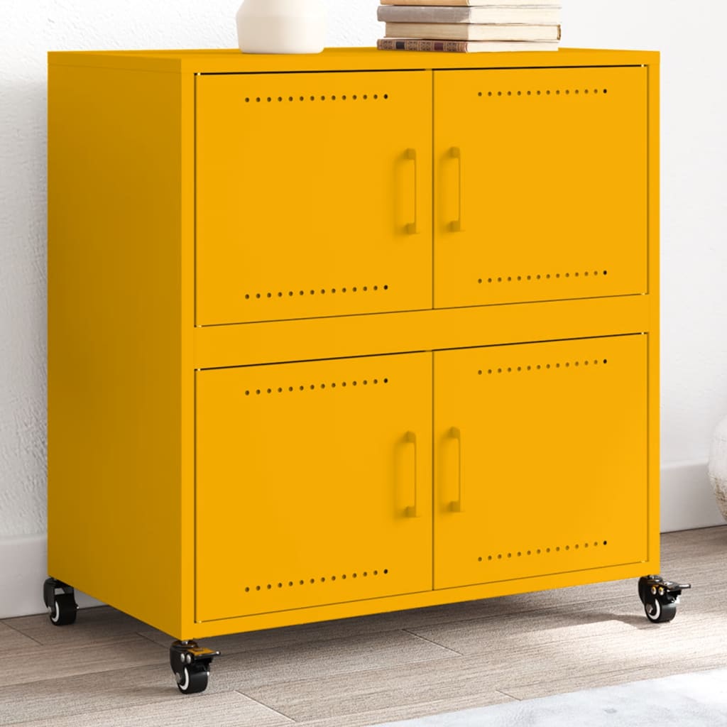 Credenza Giallo Senape 68x39x72 cm in Acciaio