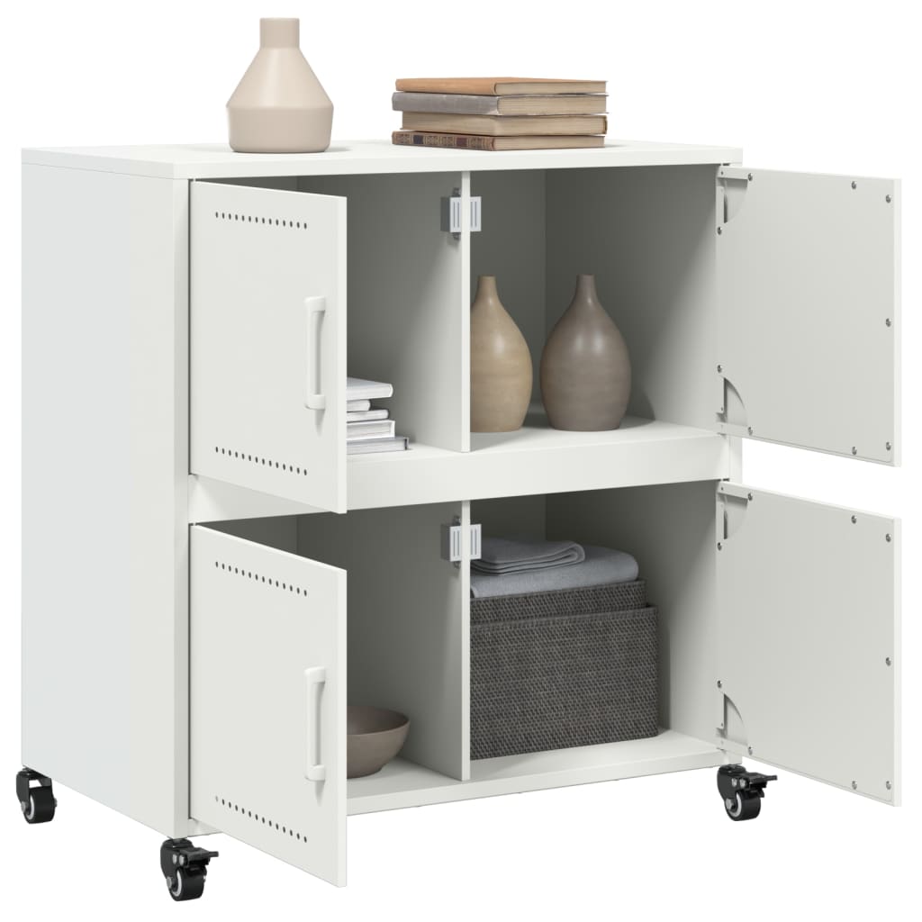 Credenza Bianca 68x39x72 cm in Acciaio - homemem39