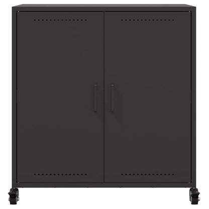 Credenza Nera 68,5x39x72 cm in Acciaio Laminato a Freddo