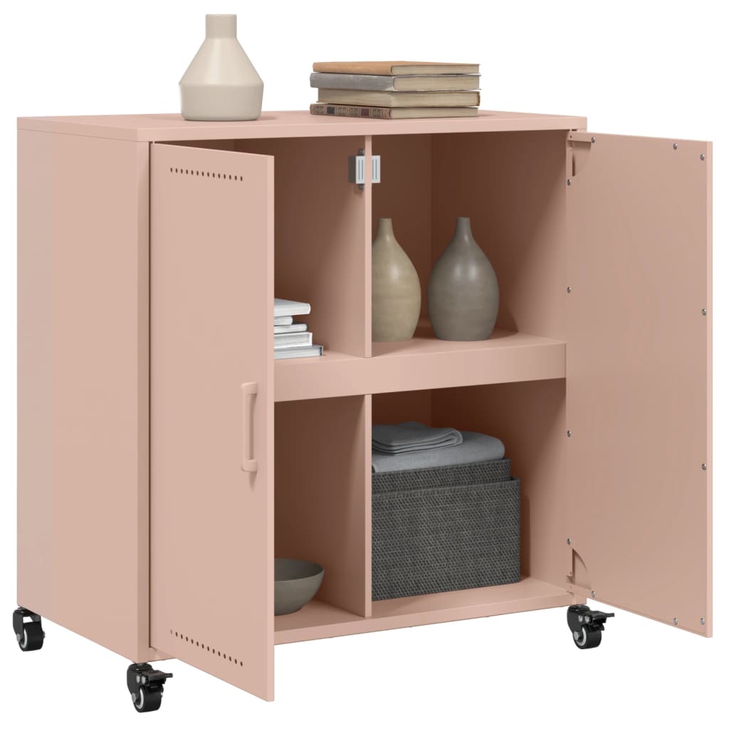 Credenza Rosa 68,5x39x72 cm in Acciaio Laminato a Freddo