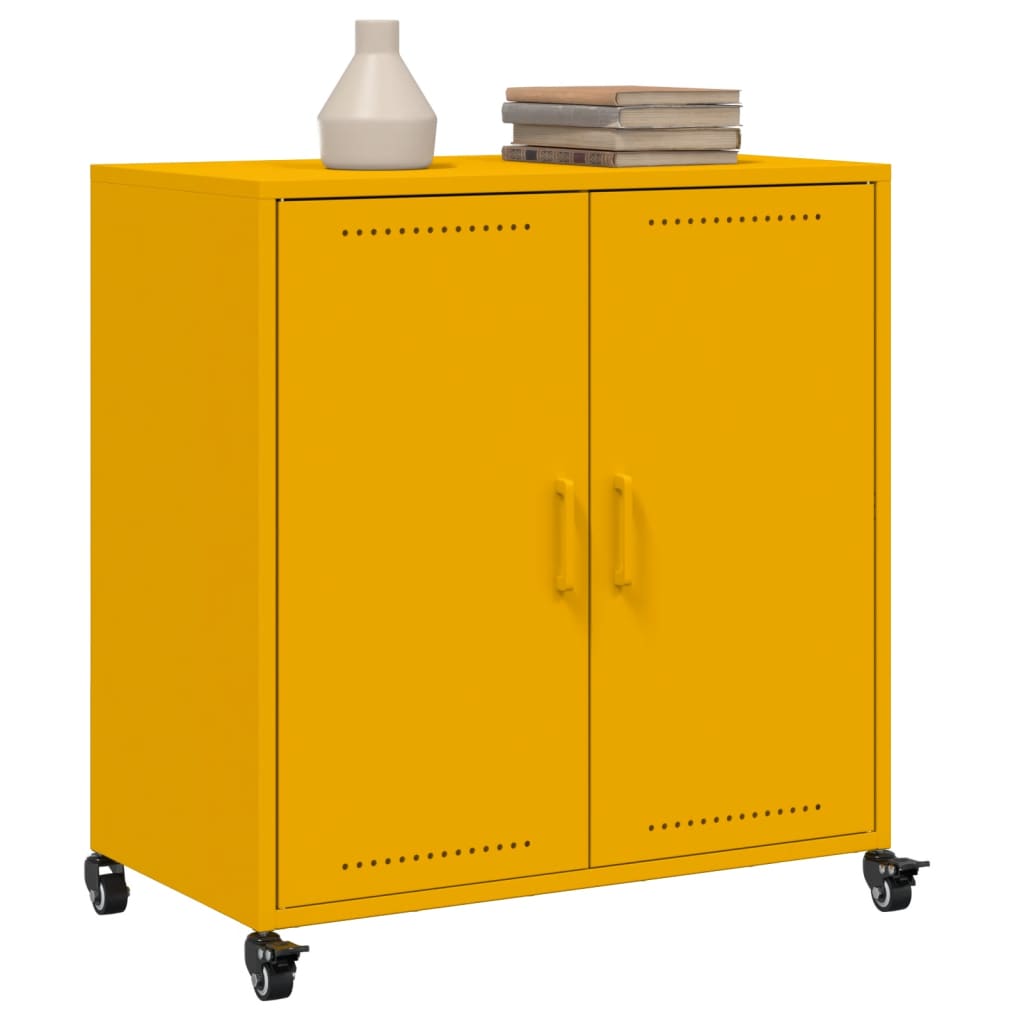 Credenza Giallo Senape 68,5x39x72 cm Acciaio Laminato a Freddo