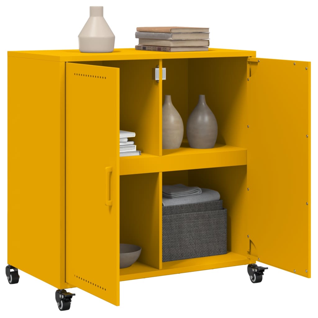 Credenza Giallo Senape 68,5x39x72 cm Acciaio Laminato a Freddo