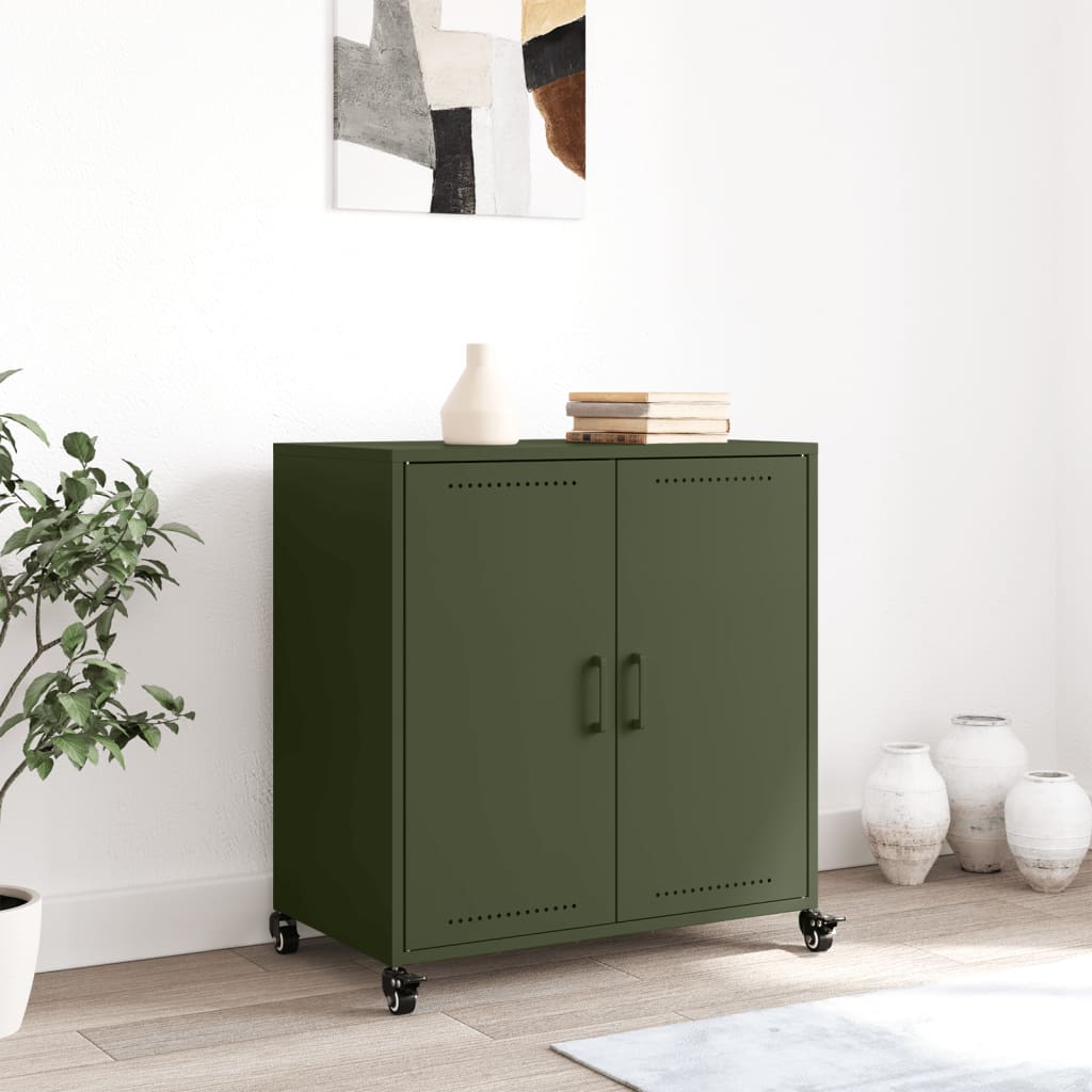 Credenza Verde Oliva 68x39x72 cm in Acciaio