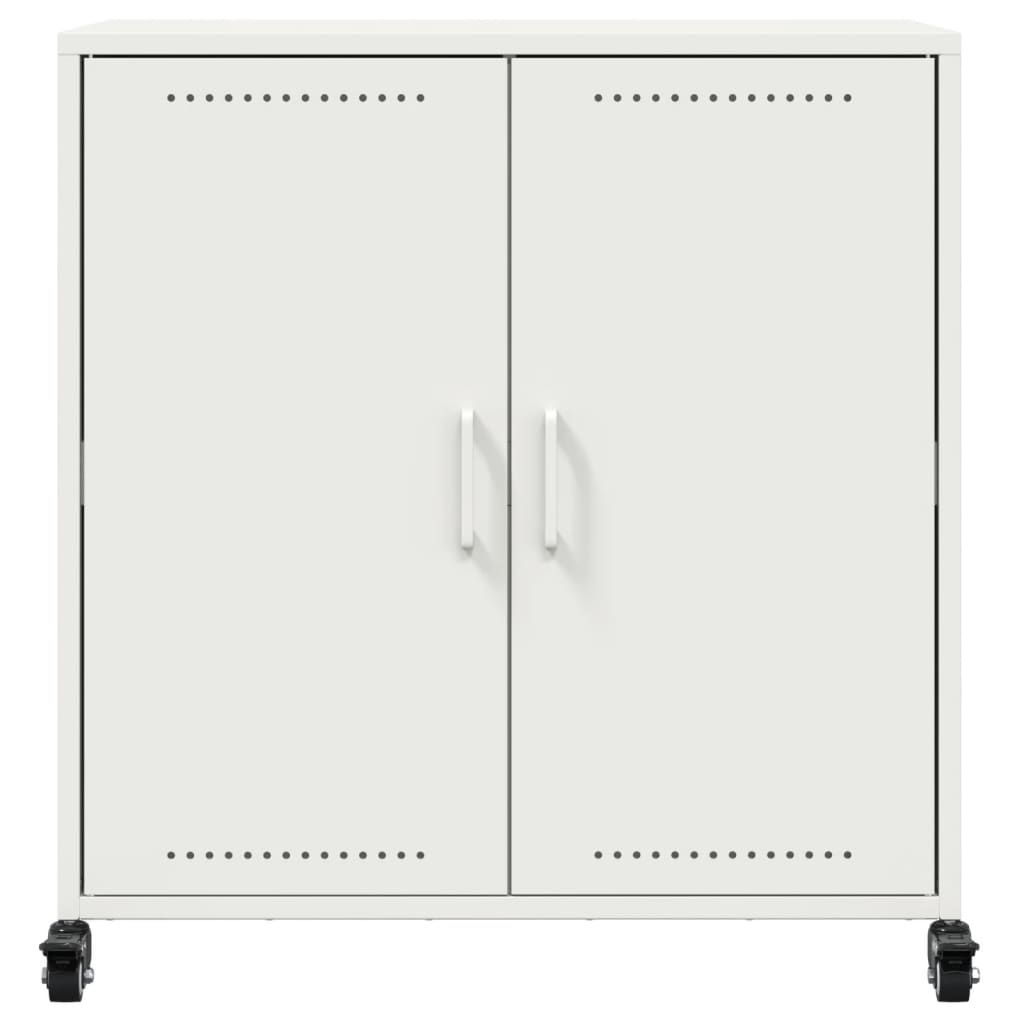 Credenza Bianca 68,5x39x72 cm in Acciaio Laminato a Freddo