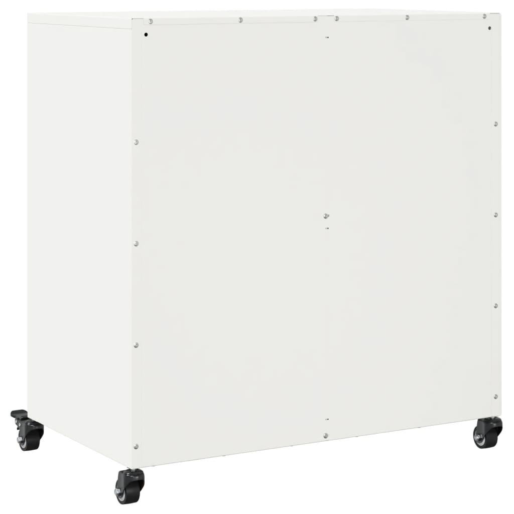 Credenza Bianca 68,5x39x72 cm in Acciaio Laminato a Freddo