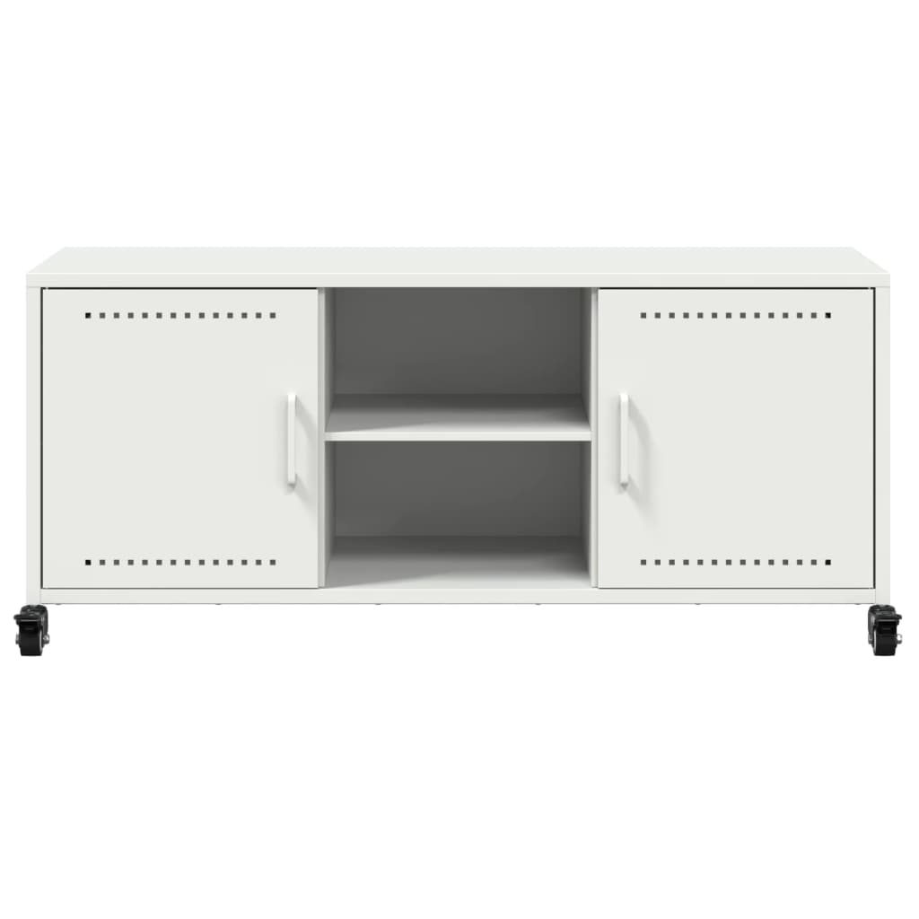 Mobile TV Bianco 100,5x39x43,5 cm in Acciaio - homemem39