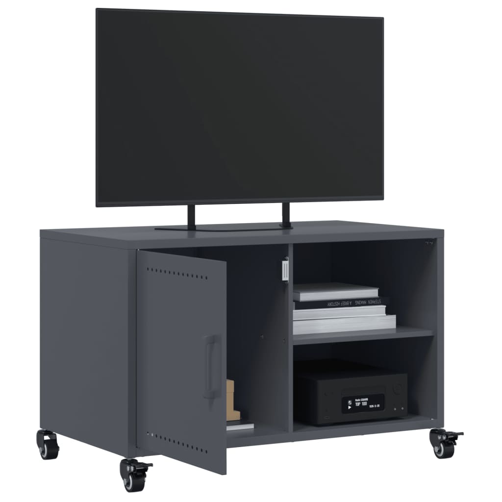 Mobile TV Antracite 68x39x43,5 cm in Acciaio Laminato a Freddo - homemem39
