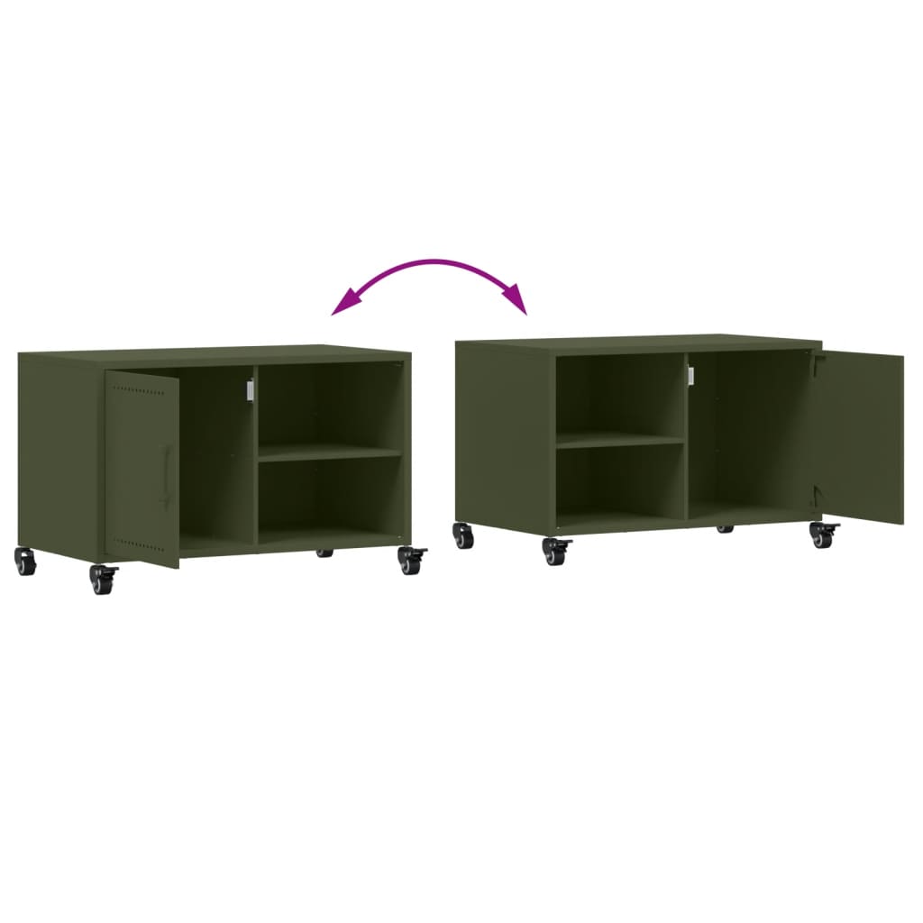 Mobile TV Verde Oliva 68x39x43,5 cm in Acciaio - homemem39