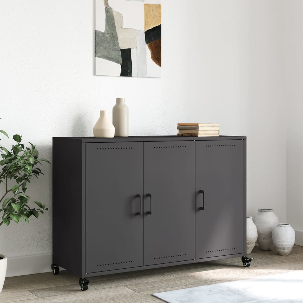 Credenza Nera 100,5x39x72 cm in Acciaio